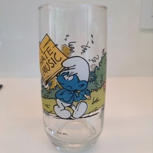 Smurfs I hate music glass